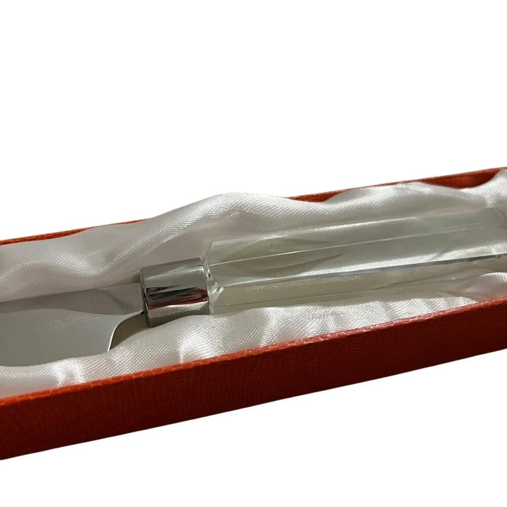Oleg Cassini Susie Crystal Cake Knife Clear Handle Stainless Steel 151390K